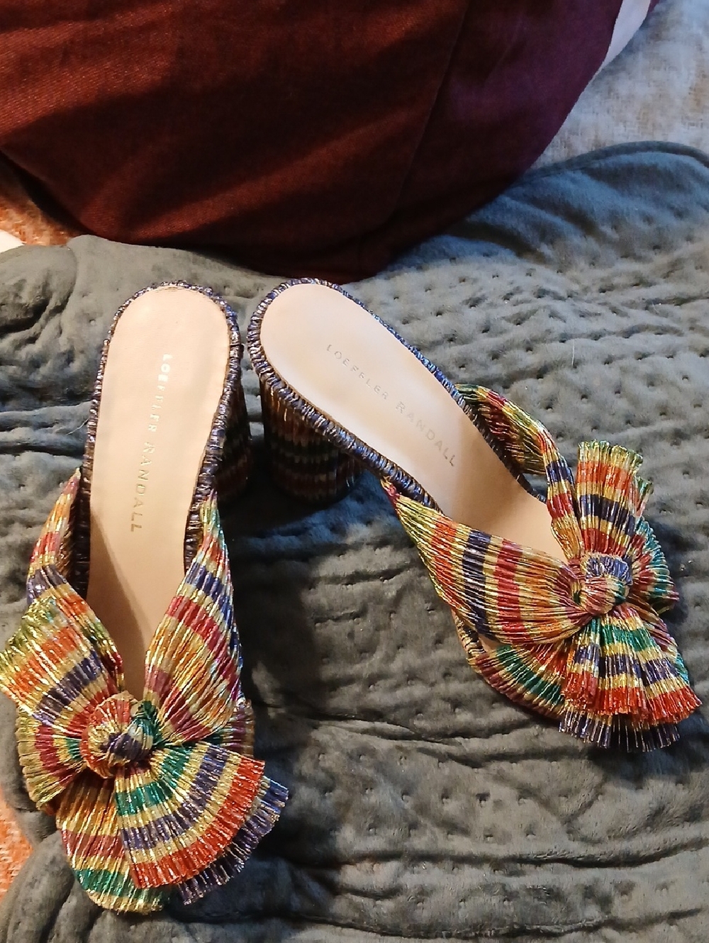 Loeffler Randall Rainbow Raffia Knot Mules